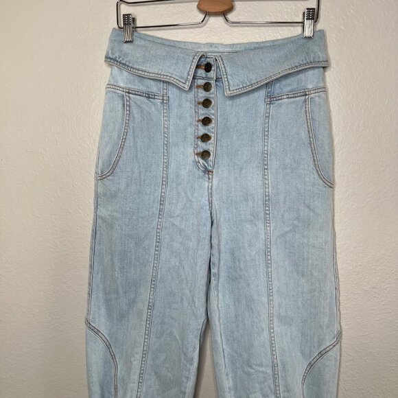 Ulla Johnson Kingston Denim Fold Over Button Fly Jogger jeans Size 6 - Picture 4 of 11